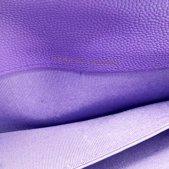 RARE Authentic CHANEL CC Timeless Caviar Flap Wallet Chain Purse Purple Bag - Picture 14 of 15